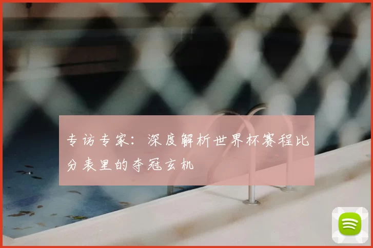 专访专家：深度解析世界杯赛程比分表里的夺冠玄机